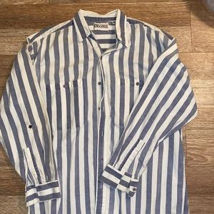 100% cotton thick blue striped shirt